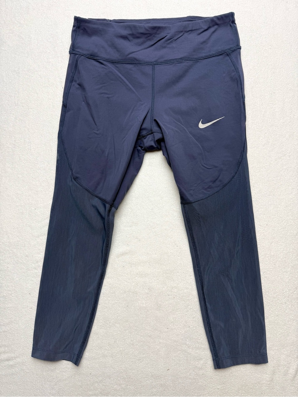 Nike Running Navy Leggings with Mesh Paneling